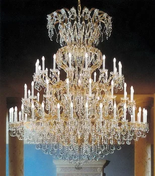 Diam 2m meter wide golden gold candle Wedding Vanue Banquet Hall Large Maria Theresa crystal Chandelier