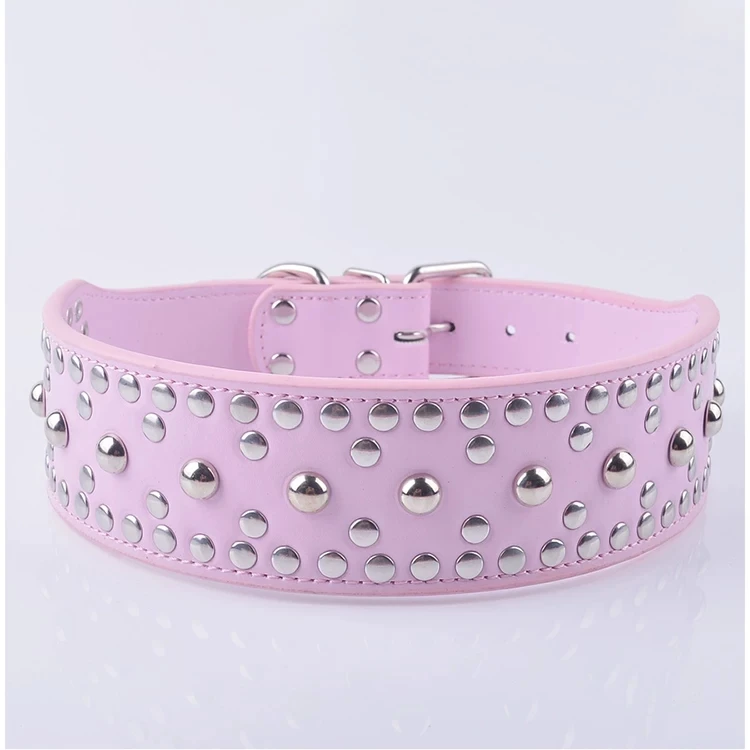 Pet supplies factory direct sales in large dogs mushroom nail dog collar 5CM wide leather rivet dog rope