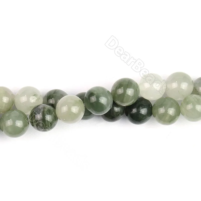 Bulk Selling Natural Green Line Jasper Beads Loose Green Quartz