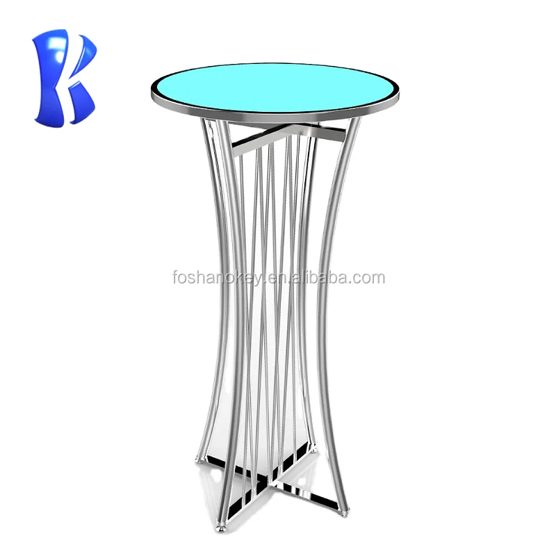 OKEY Party Foldable Buffet Table Round LED Cocktail Table
