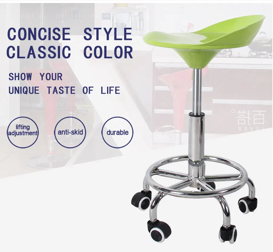 Revolving High Bar Stool With Footrest Adjustable Swivel Kitchen Dining Chair With Wheels For Lab And Counter 2024 New Design