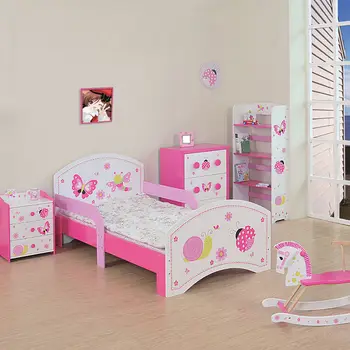 Custom Modern Designs Single Pink Wooden Bed for Kids for Bedroom School Villa Wood Toddler Bed for Baby Kindergarten Child
