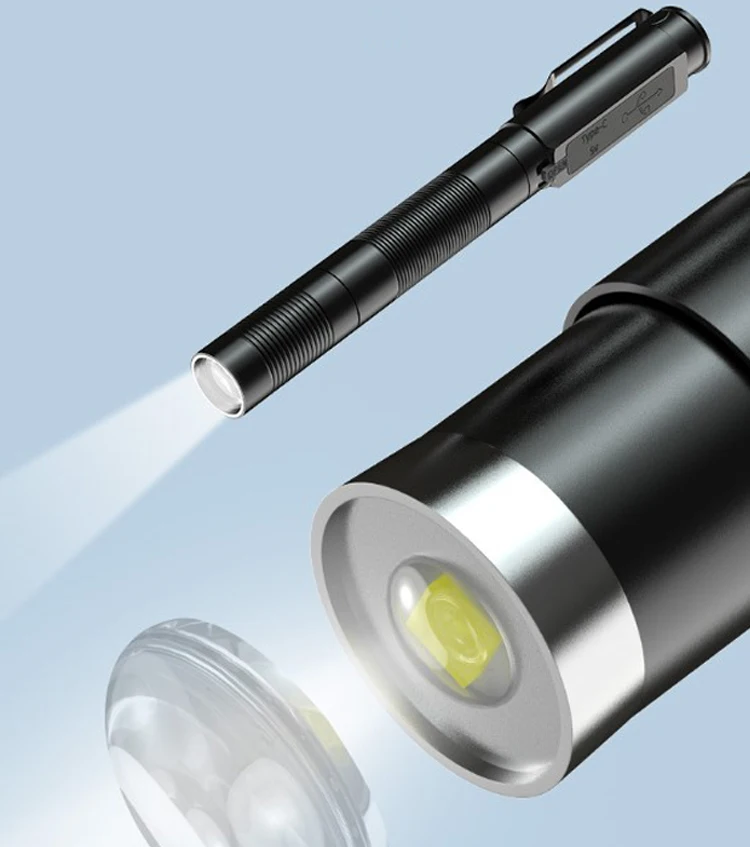 Mini Medical Flashlight For Doctor Nurse Usb Xpe Led White Light Pocket Clip Pen Light Small