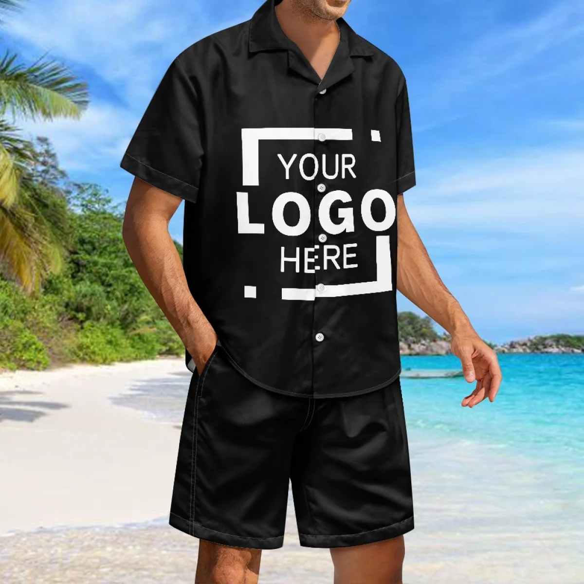 Trendprodukt Hawaiian Casual Print On Demand Set aus Hawaiihemd und Shorts, gerade Passform, Freizeit, Urlaub, Herren195_voghion.com