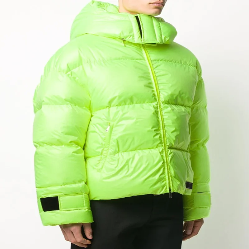 Men's Winter Neon Green Vinyl Ripstop down Jackets