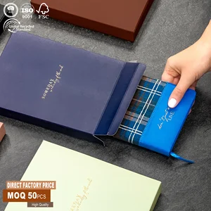 Free Sample Wholesale A5 A6 Custom Logo PU Leather Office 2026 Journal Supplies Gift OEM ODM Premium Plaid Fabric Notebook Set