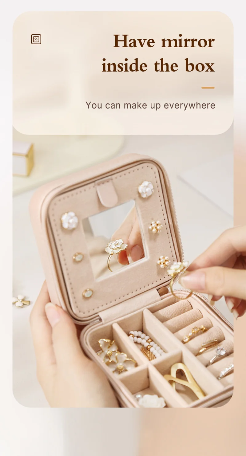 Wholesale Luxury Handmade Square Small Travel Jewelry Box Organizer