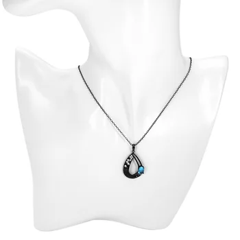 High Quality Custom Moissanite Diamond Double Shining Halo Women Black Plated Jewelry Blue Topaz Tear Drop Pendant