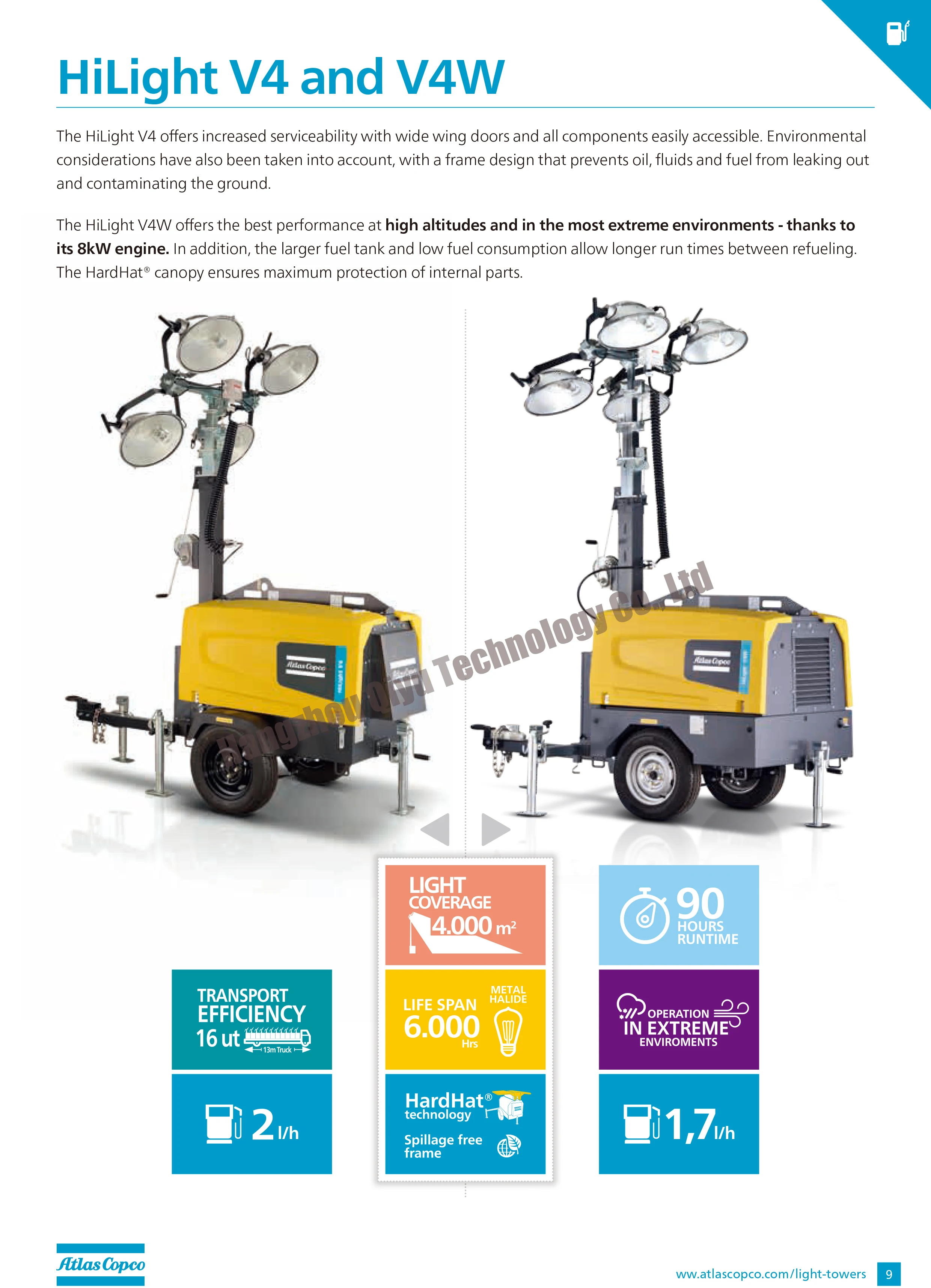 Portable Atlas Copco Led Light Tower Hilight V5+ Light Tower With ...