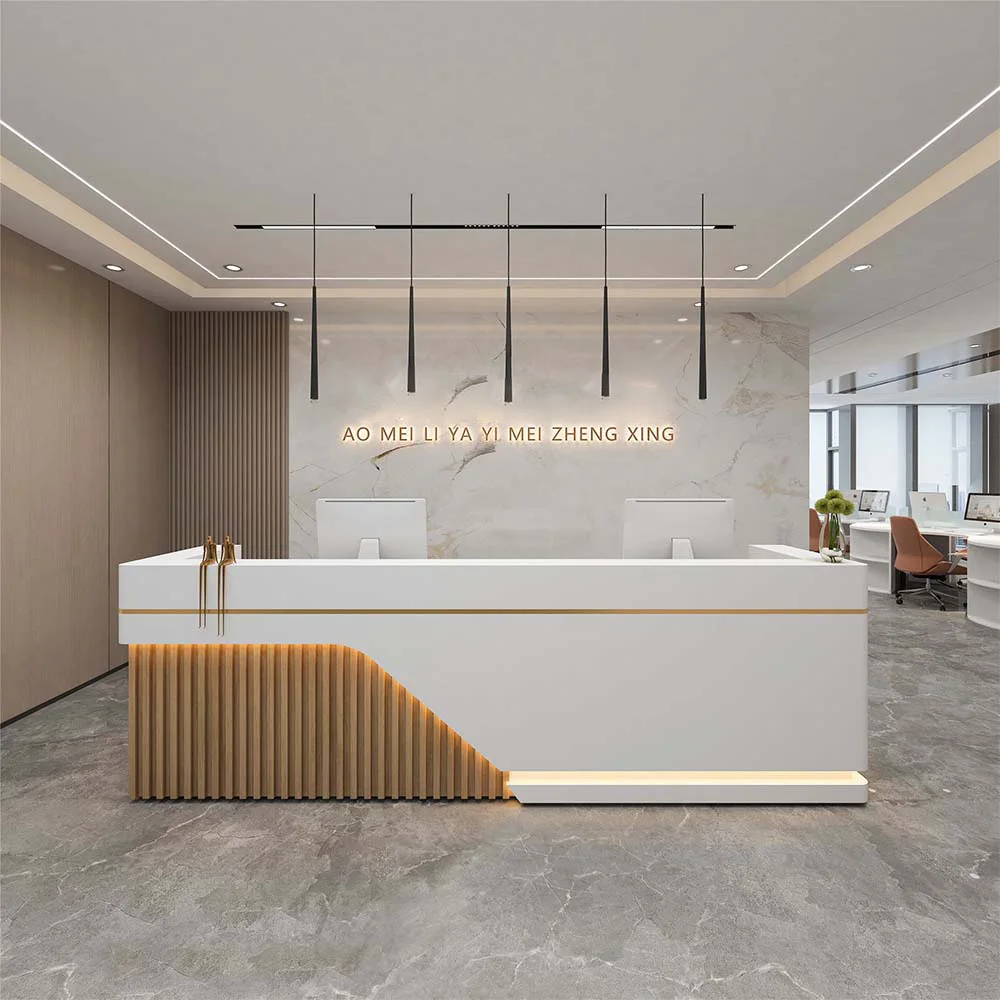 Simple Luxury Counter Reception Desk Modern Solid Surface Hotel Beauty ...