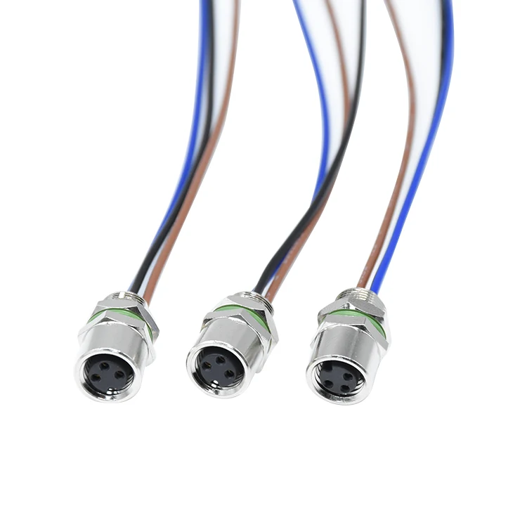 Circular Connector M8 3 Pin A Code Automotive Electrical wire to board Connector Rear Fastened Female Panel Mount Connector