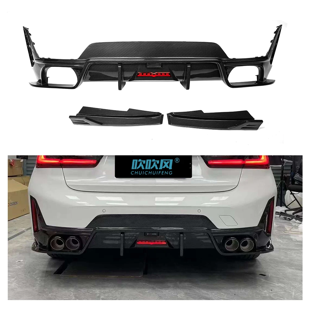 Fits For BMW 3 Series G20 G28 Lci 2023-UP Rear Bumper Diffuser Lip Spoiler Real Dry Carbon Fiber