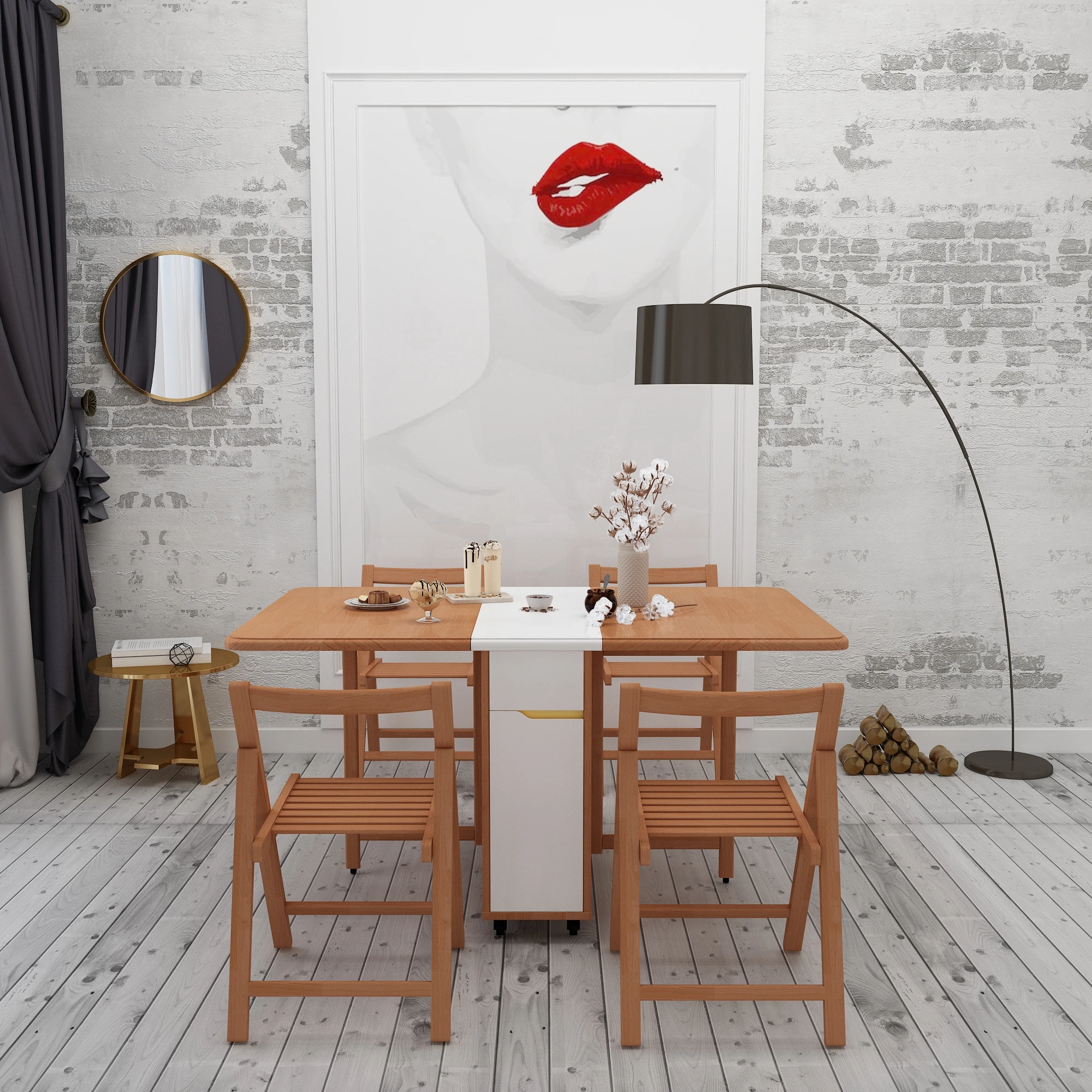 Wooden Folding Dining Set - Solid Wood Dining Table & Chairs for Modern ...