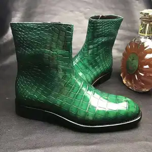 Goodyear Italian Boots Men Genuine Crocodile Leather Men Dress Shoes Oxford High Quality Alligator Skin Ankle Boots for Men