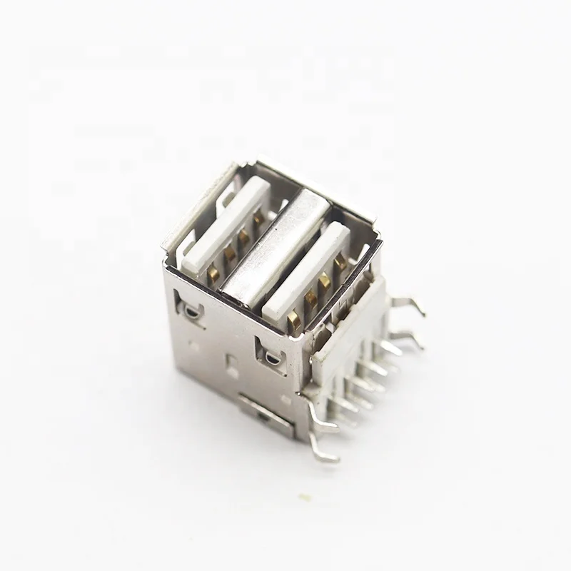 Free samples connector USB Jack Replacement 4pin SMD Female Socket usb dual level right angle for data cable headers connector