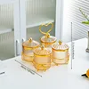 Amber-colored 4-can diamond-capped heart-shaped holder