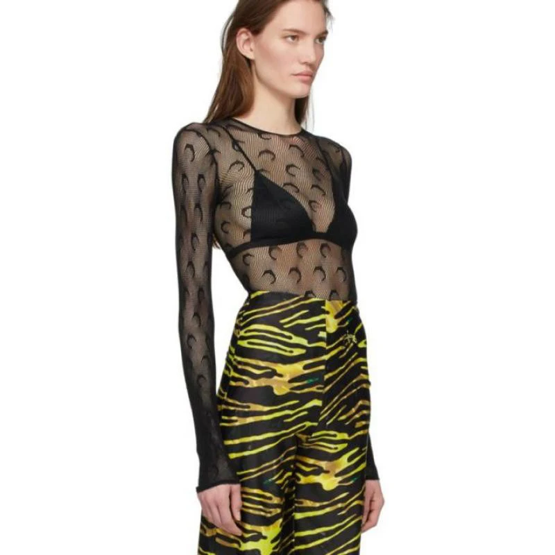 Wholesale Custom Woman Crescent Moon Print Mesh Top Set