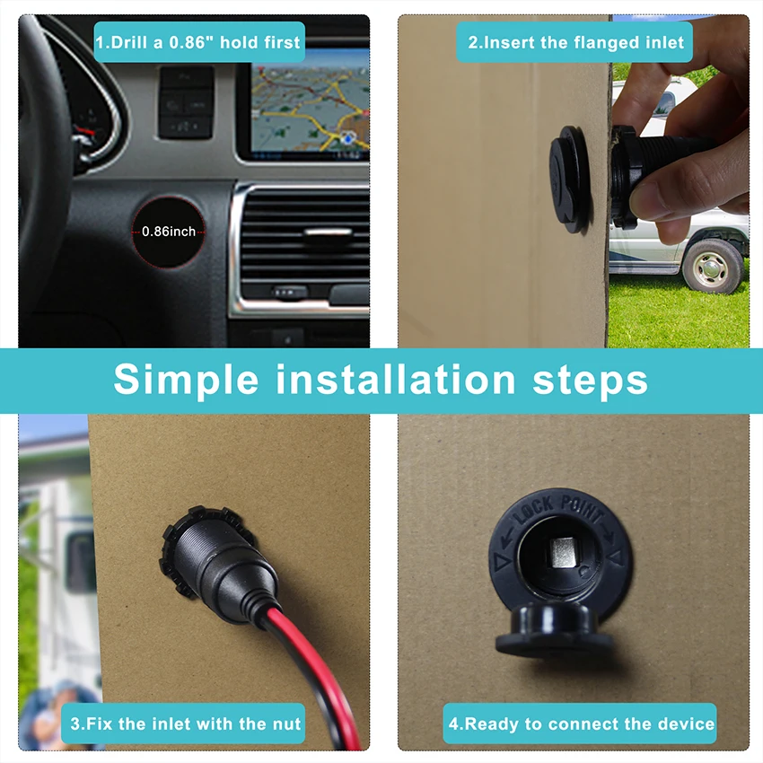 12 Volt Cigarette Lighter Plug Socket to Ring Terminal