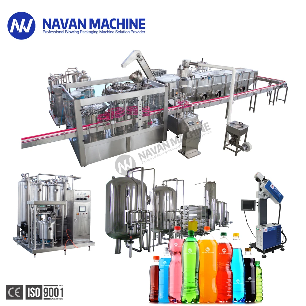 Fully Automatic Electric 3-in-1 Machine for PET Bottles Sparkling Water Carbonated Beverages Motor Pump PLC Case Juice Oil factory