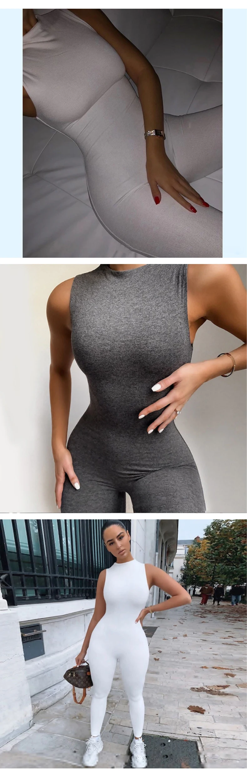 2021 Manufacturer New fashion design Sexy sleeveless full length solid o-collar slim fit women Jumpsuit