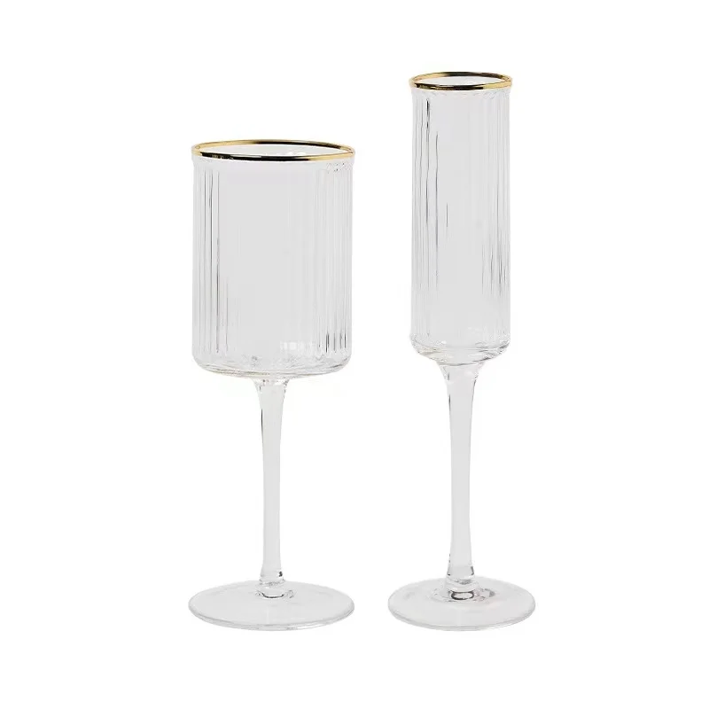 Gold Edge clear Ripple champagne Wine Glass