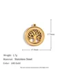 Hollow concave edge tree of life round pendant - gold