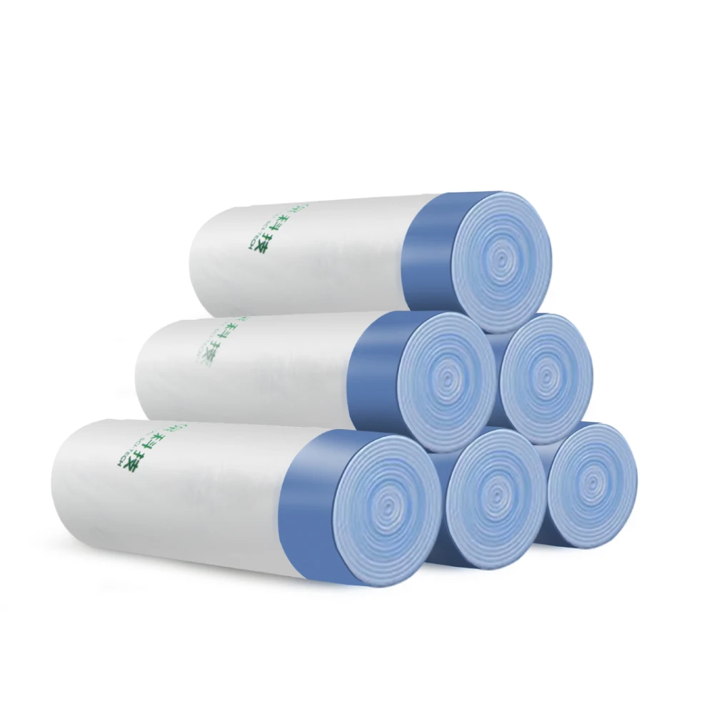 Изготовление на заказ прочный кукурузный крахмал полиактидный биоразлагаемый контейнер бытовые мусорные пакеты со шнурком