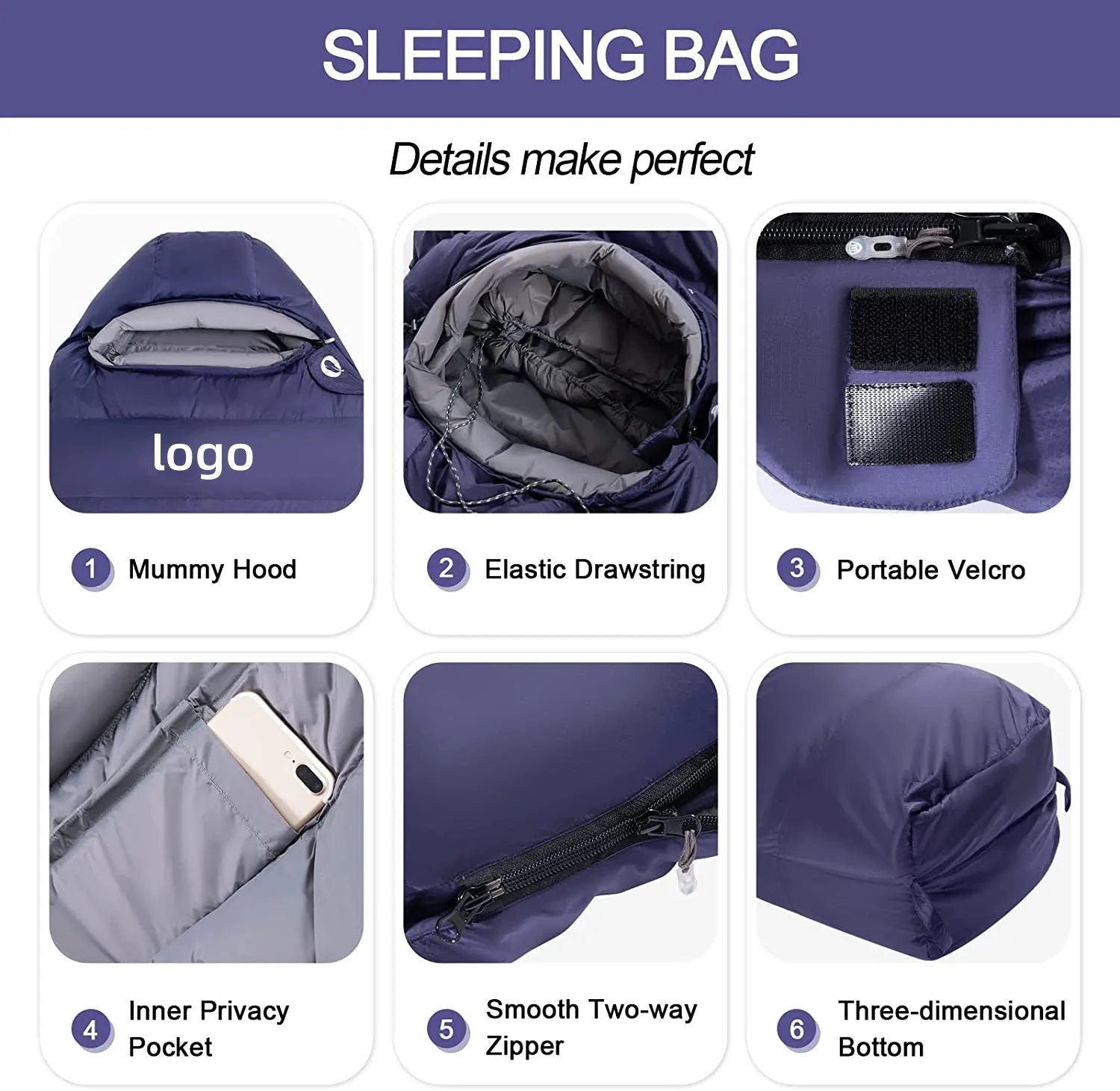 Woqi Compression Lightweight Camping Gear Sleeping Bag With Nylon Outer