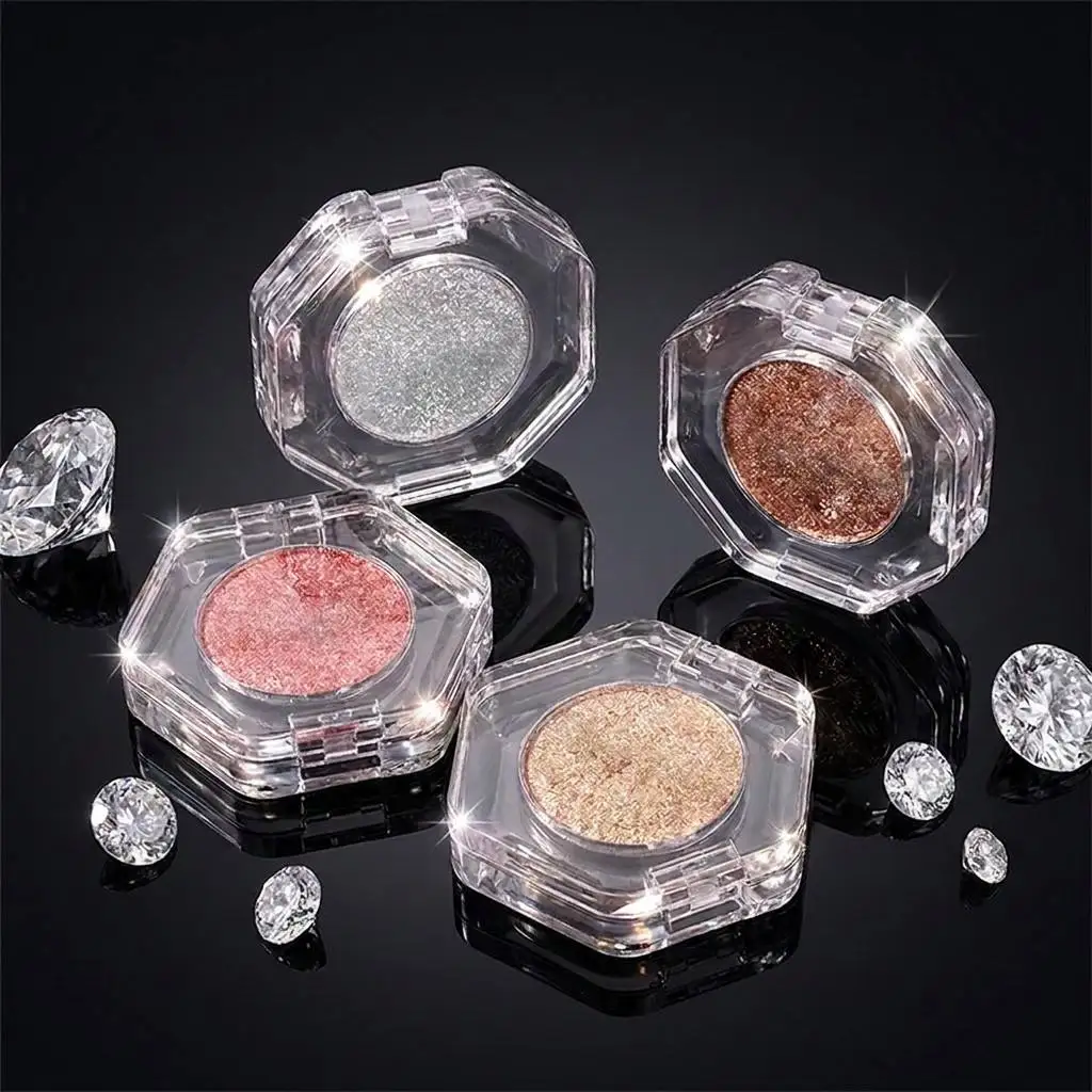 Luxury Hexagonal Case Glitter Eye Shadow Private Label High Pigment Shimmer Single Eyeshadow Custom Logo