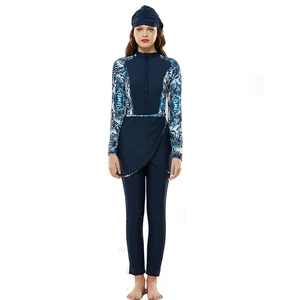 2026 LaFata Plus Size Muslim Modest Swimwear Bikini Full Cover Islamic Hijab Print Pants 4-Piece Set