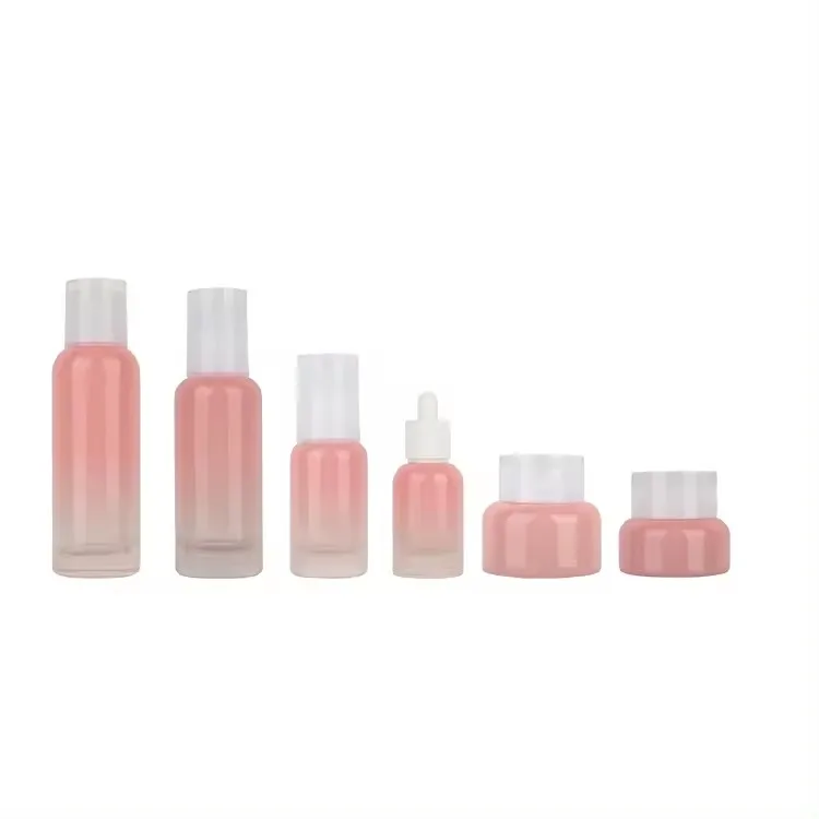 Cosmetic glass bottle 30g50g30ml40ml100ml120ml  glass container hot sale cosmetic set skincare packaging set