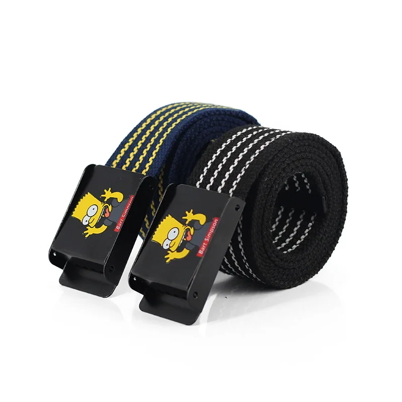 Симпсон ремень для отдыха, все-матч с автоматической пряжкой ремень из плотной ткани с героями мультфильмов черного и синего цветов Двухцветный пояс
