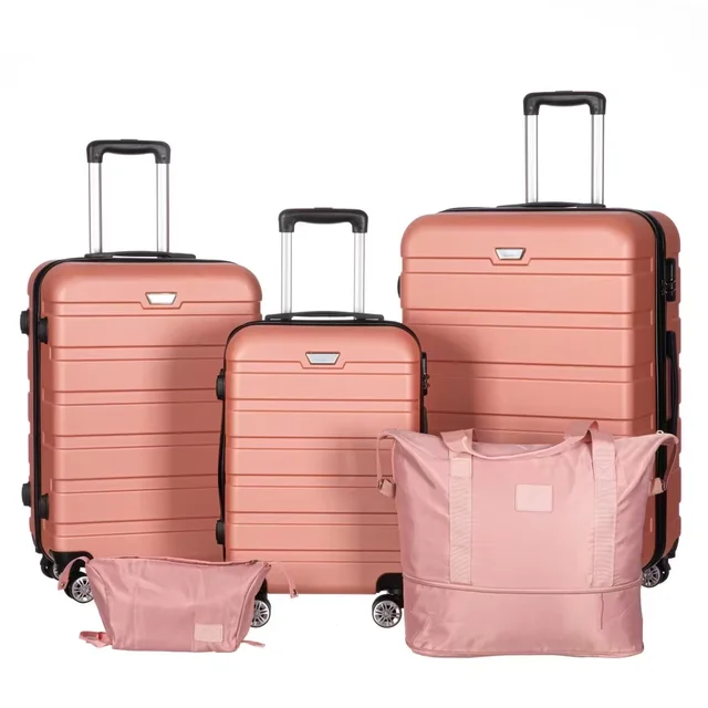 Cartoon Style Luxury Fashionable ABS Smart 5-Piece Set Lightweight Waterproof Trolley Suitcase Spinner Wheels for Travel Holiday
