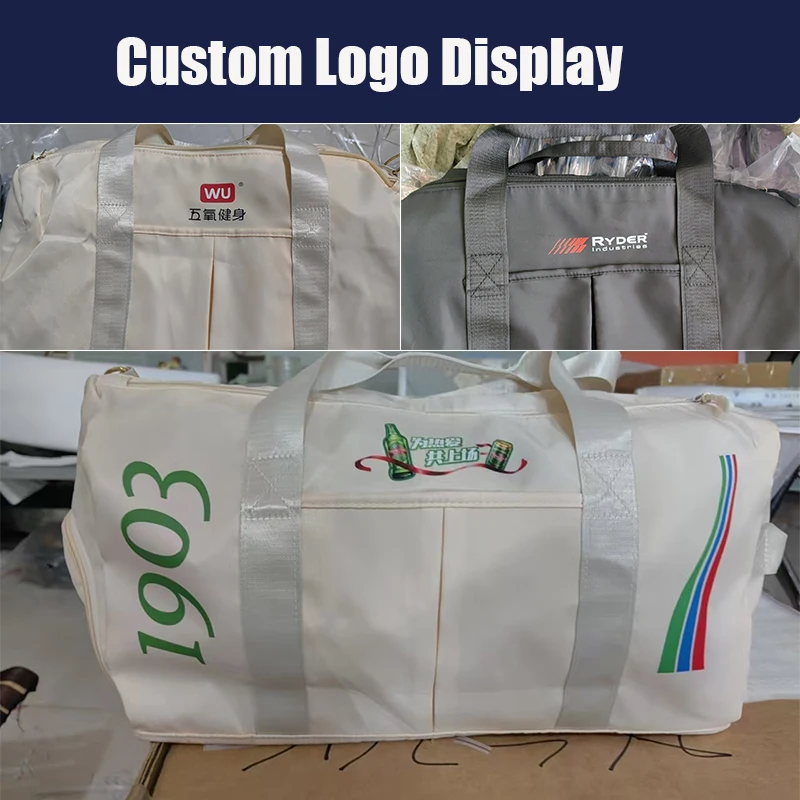 Custom Nylon Canvas Portable Durable Shoe Space Travel Work Out Exercise Waterproof Fabric Sport Gym Bag With Logo Duffel Bag