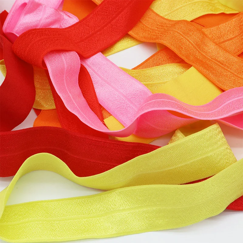 High Quality Solid Color 1 Inch Foe Elastic Ribbon Fold Over Elastic