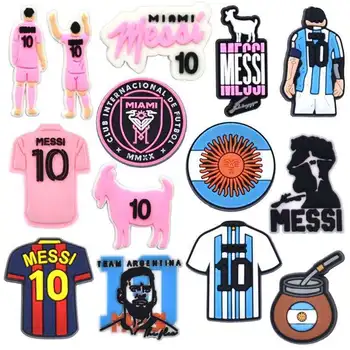 Hot sale Messi Football Sport Team Logo Clog Charms Soccer Ball Cartoon Soft Pvc Clog Charms Shoe Accessories