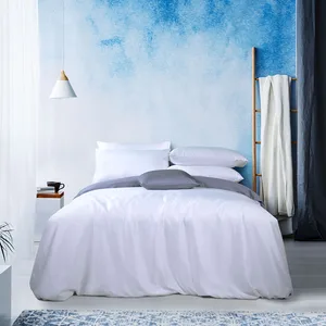 Tencel Lyocell 4 Piece Duvet Cover Set Eucalyptus Bedsheet Plain Color Bedding Queen Size Bed Sheets Set