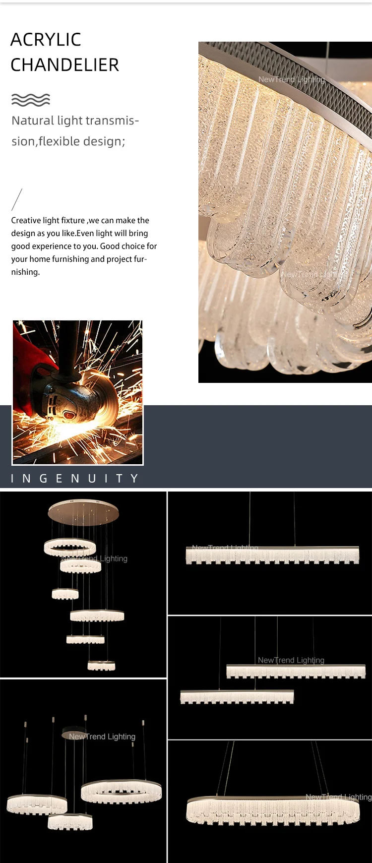 lc9850 modern style indoor decoration pendant light living dining room restaurant acrylic led ring chandelier-1