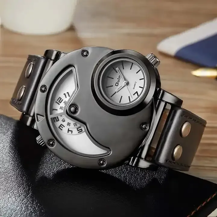 Oulm Watches Top Brand Luxury Fashion Brown Quartz Watch Unique 3 Small  Dials Leather Strap Men Wristwatch Relogio Masculino - AliExpress