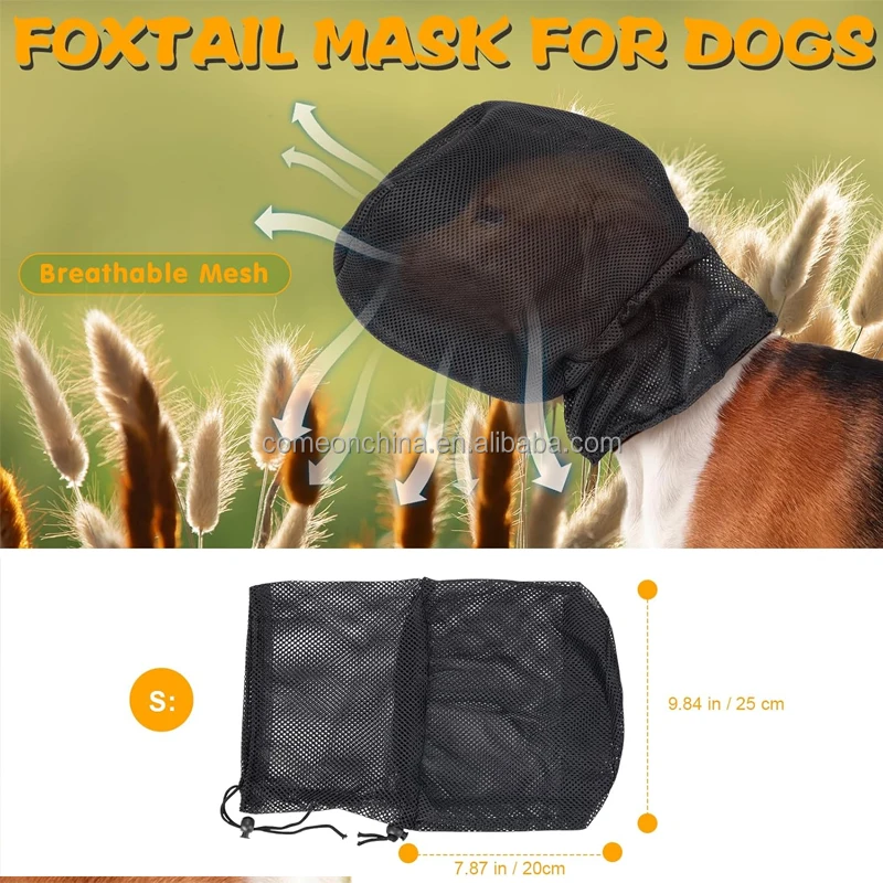 Wholesale Full Face Dog Mask Summer Outdoor Pet Hood with Foxtail Protection Net for Hiking Field Insect Thorns Prevent Dog Gear