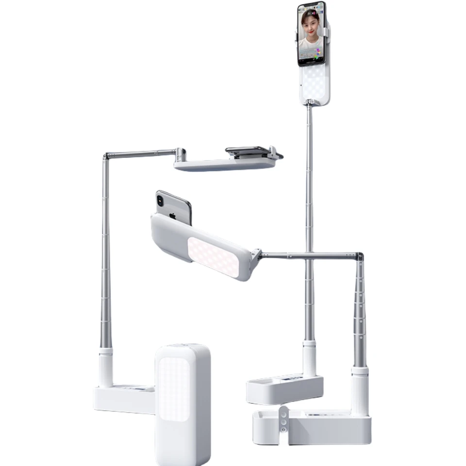 Portable Overhead Content Creator Kit Tool Flexible Floor Stand Content Creator Tripod Selfie Light for Phone
