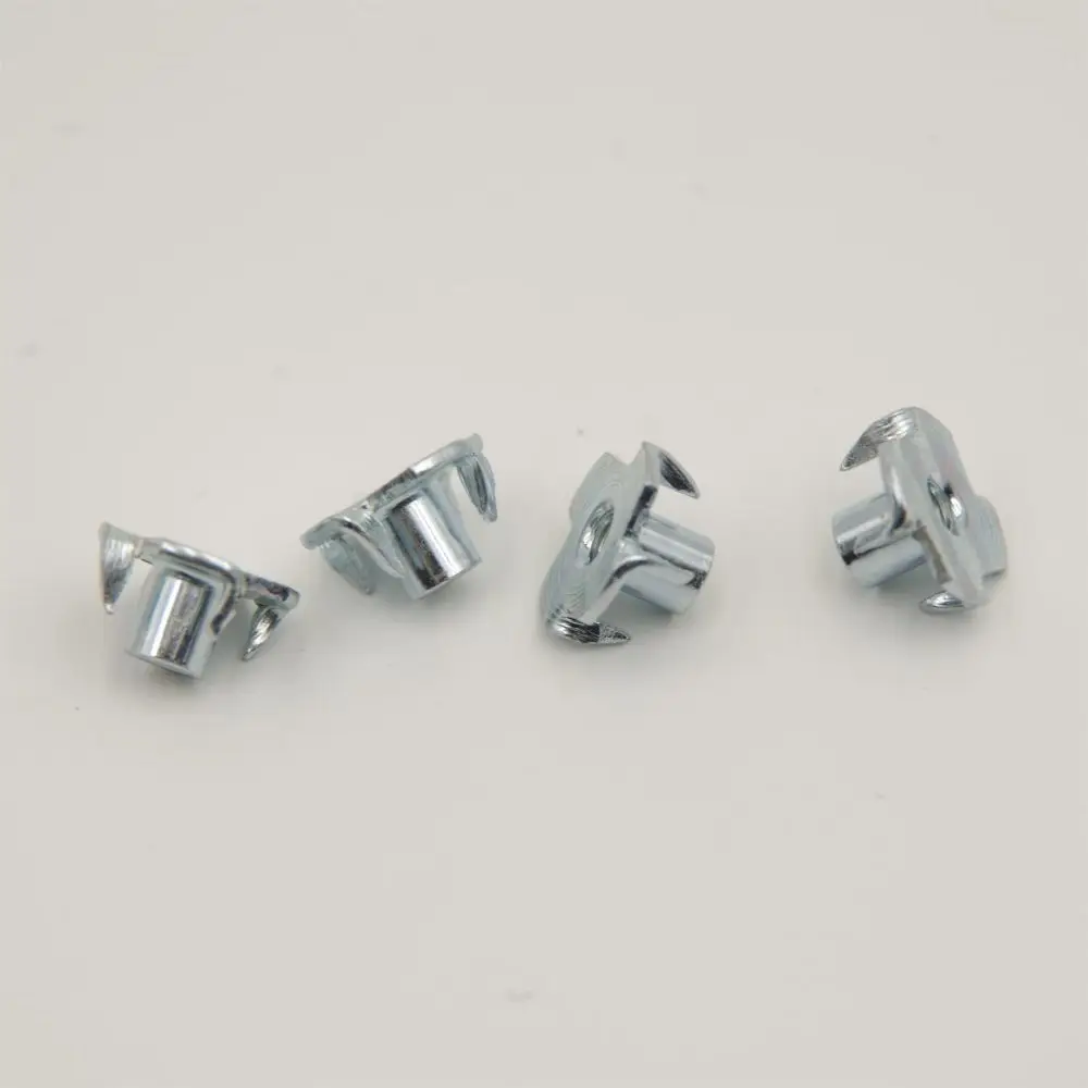 Factory Outlet M5 Stainless Steel Zinc Plated 4 Prong Tee Nut With Holes Furniture Assembly Nuts supplier