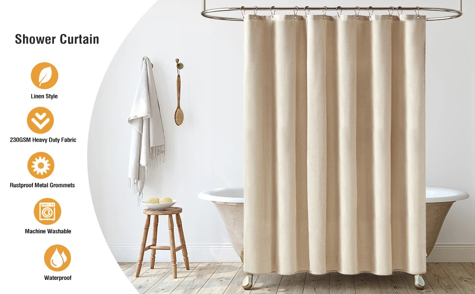 Wholesale Solid Color Linen Texture Fabric Modern Bath Curtain