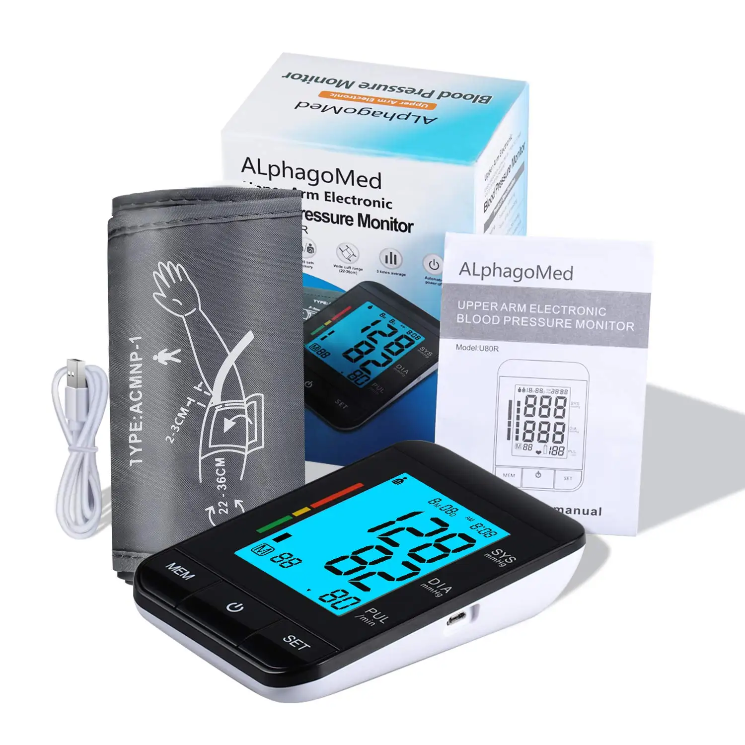 Alphagomed Upper Arm Electronic Blood Pressure Monitor Model U80R