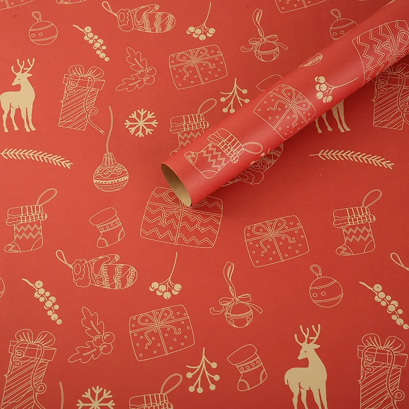 70*50cm Wholesale Xmas Gift Wrap Art Paper Kraft Gift Christmas