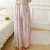 Pantaloni a gamba larga in cotone e seta con strisce arcobaleno
