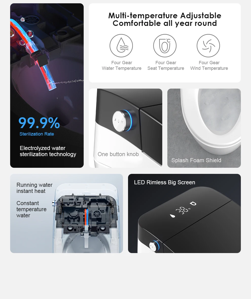 product auto open sensor flush automatic ceramic one piece toilet bowl intelligent electric toilet bidet bathroom smart toilet-15