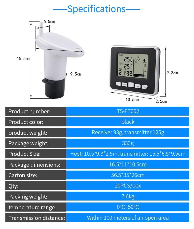 Tank Meter Ultrasonic High Quality Wireless Digital Water Level Gauge ...