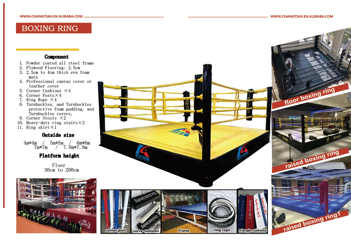 Angtian Custom Rope Covers for Boxing Ring Professional Floor Boxing Ring Training for Mma and Wrestling Matches