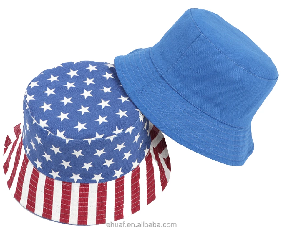 成人时尚太阳帽棉帆布美国国旗明星印花水桶帽 Buy 美国帽子 国旗帽子 明星帽子product On Alibaba Com